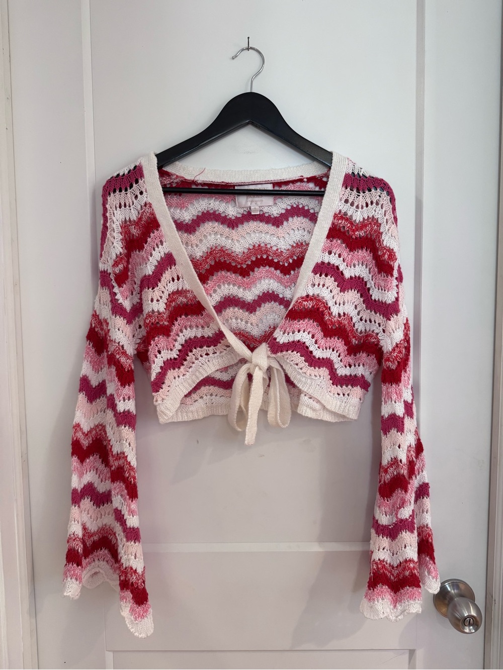 Francesca's Collections Crochet Tie-Front Sweater